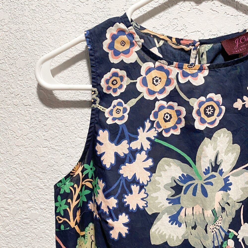 J. CREW Liberty Blouse Top in Symphony Floral Women’s 0 Navy Sleeveless Tank - Picture 8 of 10